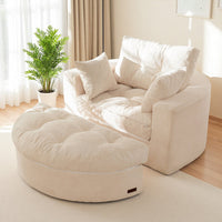 49''Round Corduroy Sofa Bed With Deep Seat, Upholstered Chaise Lounge Chair Indoor