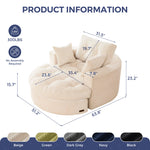 49''Round Corduroy Sofa Bed With Deep Seat, Upholstered Chaise Lounge Chair Indoor