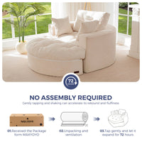 49''Round Corduroy Sofa Bed With Deep Seat, Upholstered Chaise Lounge Chair Indoor