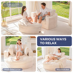 49''Round Corduroy Sofa Bed With Deep Seat, Upholstered Chaise Lounge Chair Indoor