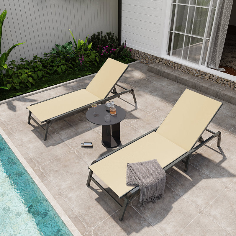 5-Position Adjustable Textilene Outdoor Chaise Lounge
