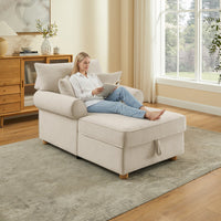 40.16''W Upholstered Chenille Chaise Lounge With Storage