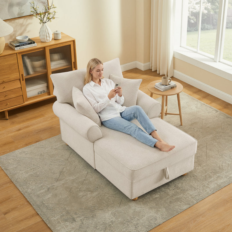 40.16''W Upholstered Chenille Chaise Lounge With Storage