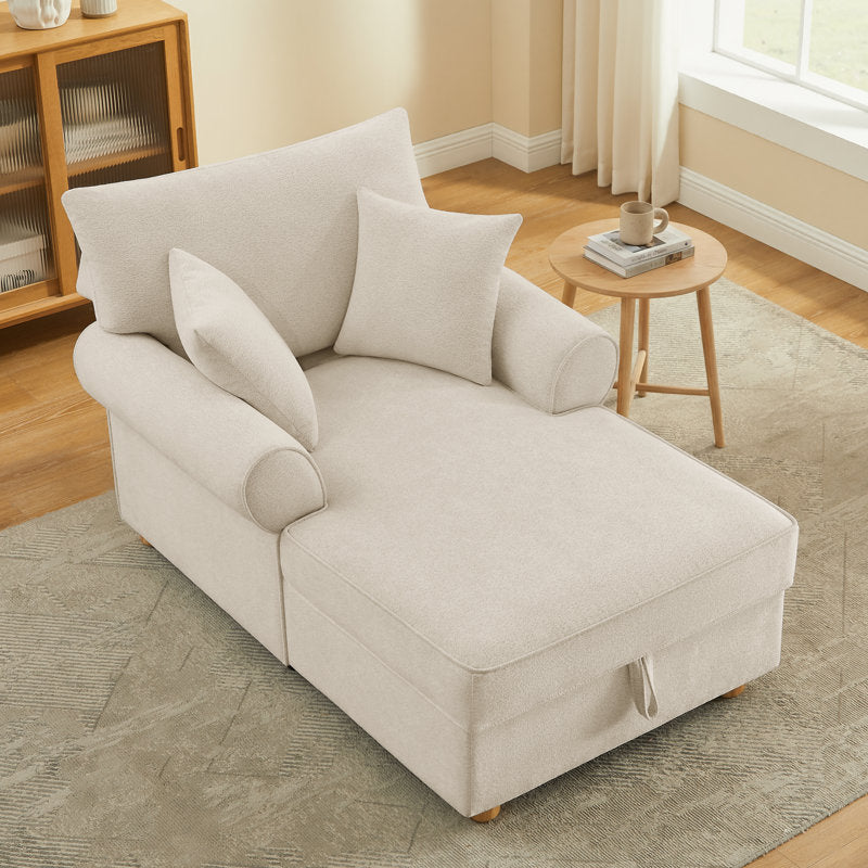 40.16''W Upholstered Chenille Chaise Lounge With Storage