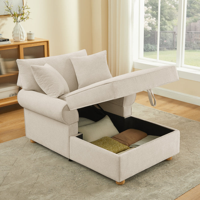 40.16''W Upholstered Chenille Chaise Lounge With Storage