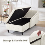 Maci 74"L Oversized Upholstered Velvet Storage Deep Seat Chaise Lounge with Hidden Storage