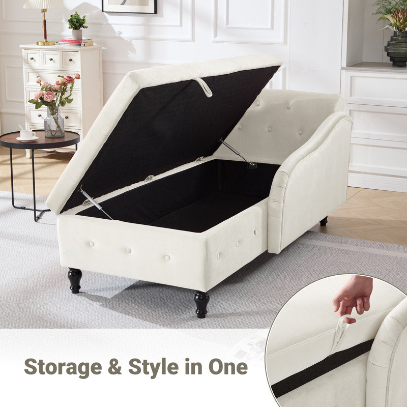 Maci 74"L Oversized Upholstered Velvet Storage Deep Seat Chaise Lounge with Hidden Storage