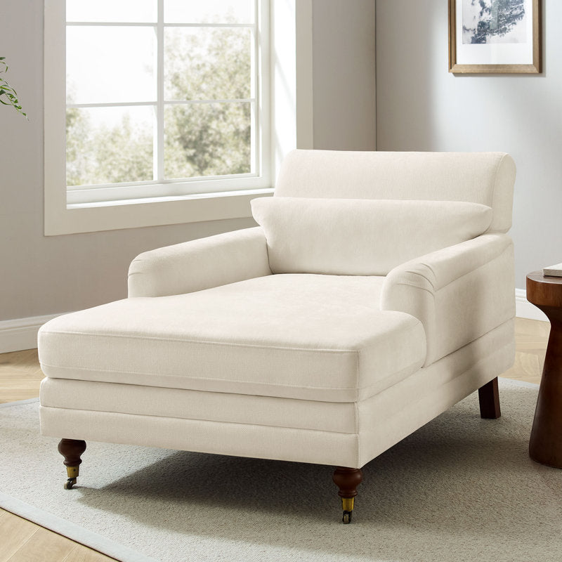 Erbes 37.01" W Chenille Upholstered Solid Wood Chaise Lounge