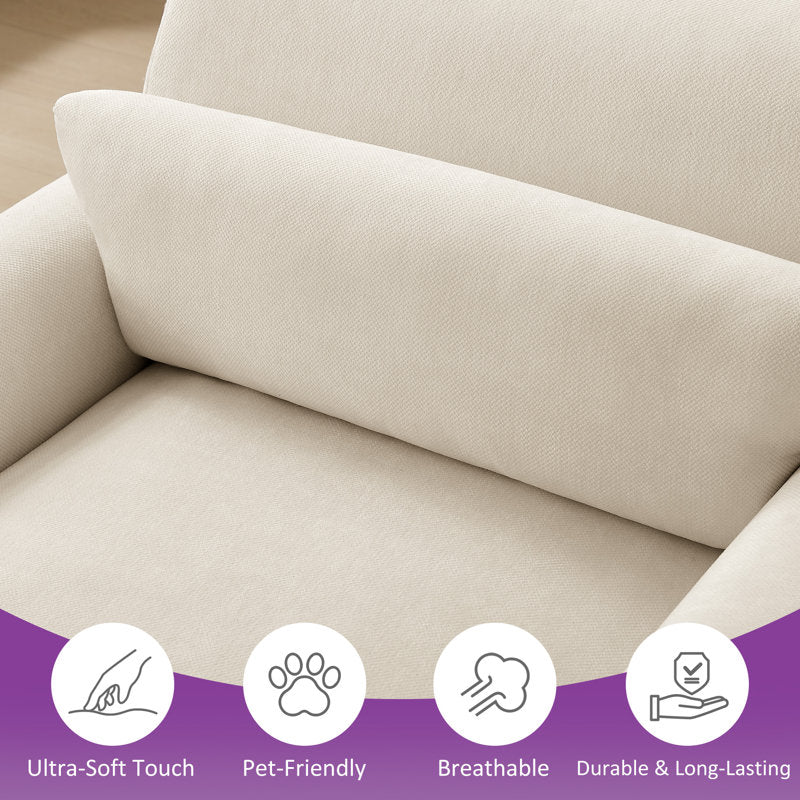 Erbes 37.01" W Chenille Upholstered Solid Wood Chaise Lounge
