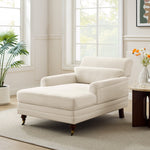 Erbes 37.01" W Chenille Upholstered Solid Wood Chaise Lounge