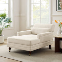 Erbes 37.01" W Chenille Upholstered Solid Wood Chaise Lounge