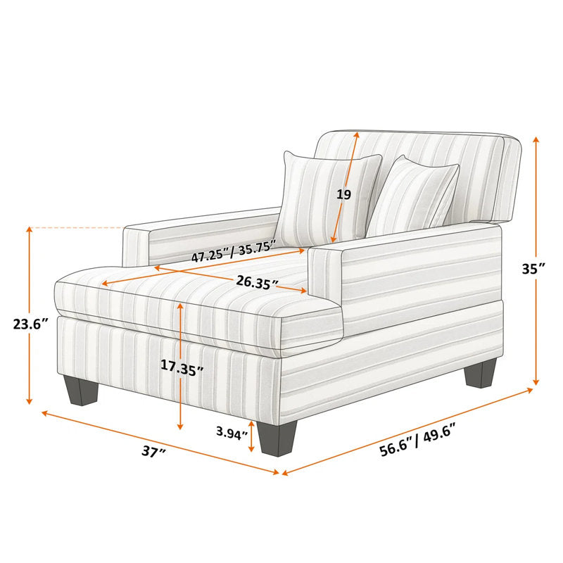 Monroeville 37" W Upholstered Chaise Lounge