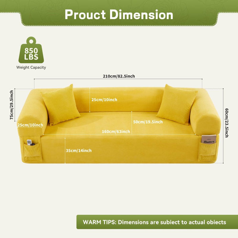 3Seater Sofa Boneless Couches,No Assembly Needed, Modern Sofa For Compact Living Rooms, Apartments, And Offices