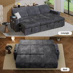 101” L Shaped Couch Sleeper Sofa Bed,Sectional Sofa With Cup Holders,Reversible Storage Chaise And Usb Ports, Tool Free Assembly