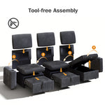 101” L Shaped Couch Sleeper Sofa Bed,Sectional Sofa With Cup Holders,Reversible Storage Chaise And Usb Ports, Tool Free Assembly