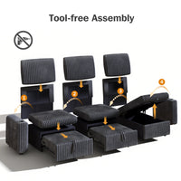 101” L Shaped Couch Sleeper Sofa Bed,Sectional Sofa With Cup Holders,Reversible Storage Chaise And Usb Ports, Tool Free Assembly