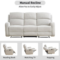 79.8" Wide Modern and Overstuffed Soft Manual Reclining Sofa