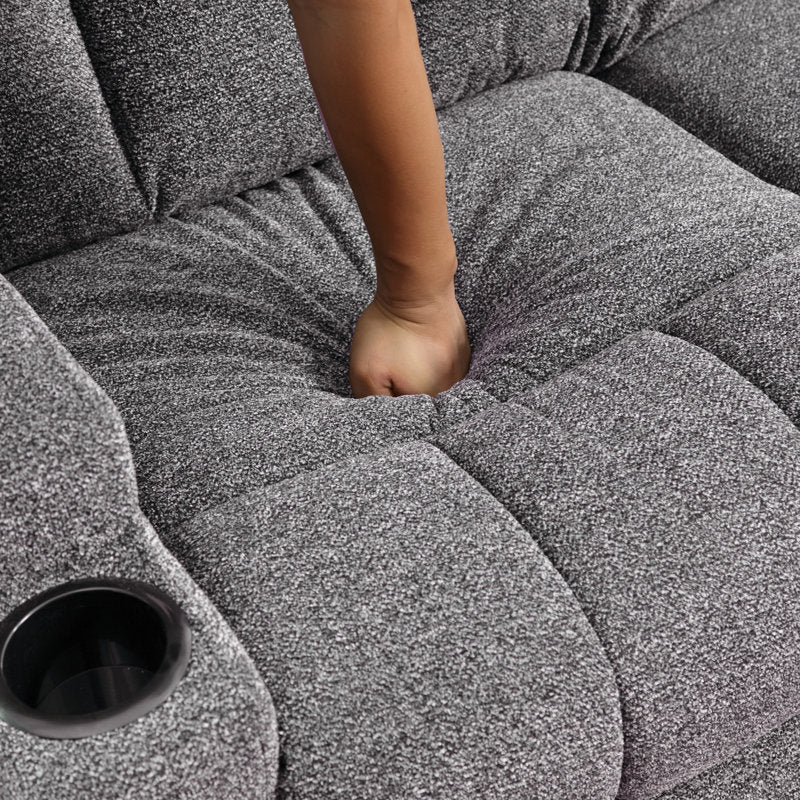 80" Wide 3-Seater Manual Recliner Sofa with Cup Holders & Pocket Storage