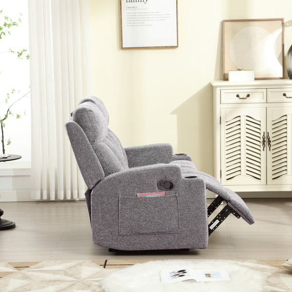 80" Wide 3-Seater Manual Recliner Sofa with Cup Holders & Pocket Storage