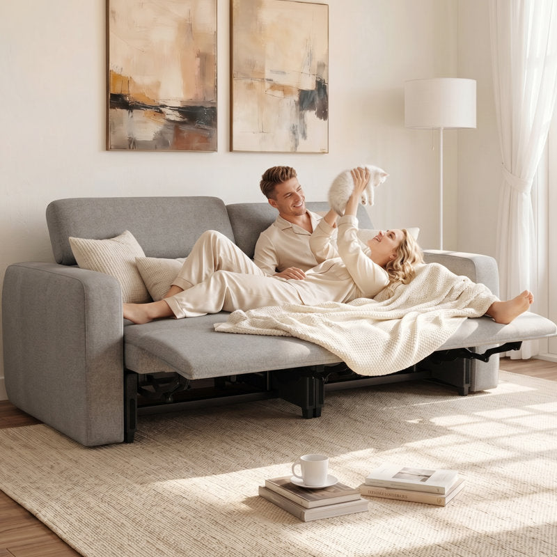 72" Wide Modern Fabric Manual 2-Seater Reclining Sofa
