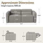 72" Wide Modern Fabric Manual 2-Seater Reclining Sofa