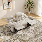 3-Seat Power Reclining Sofa With Remote Control, Oversized Reclining Couch For Living Room, Beige Chenille