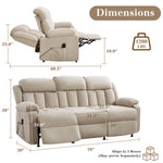 3-Seat Power Reclining Sofa With Remote Control, Oversized Reclining Couch For Living Room, Beige Chenille