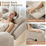 3-Seat Power Reclining Sofa With Remote Control, Oversized Reclining Couch For Living Room, Beige Chenille