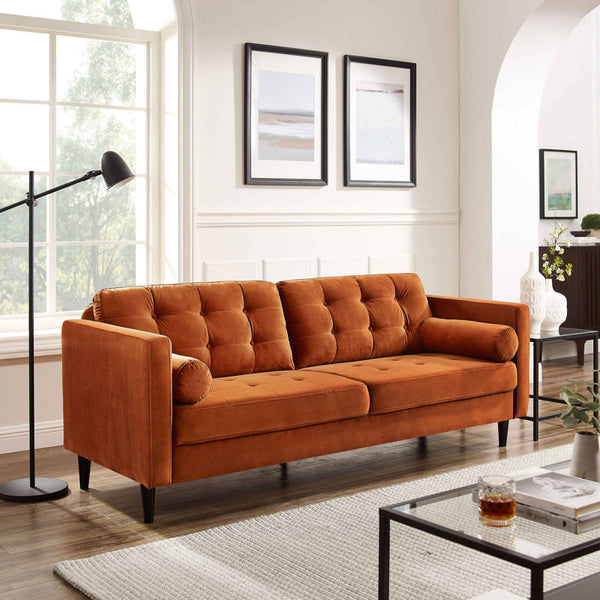 Jeses 80.3" W Velvet Tufted Square Arm Sofa