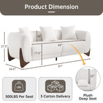 93‘’ Mid-Century Curved Bouclé Sofa, Solid Wood Frame 3-Seater Cloud Shaped Upholstered Couch, Minimalist Crescent Arched Sofa for Living Room