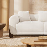 93‘’ Mid-Century Curved Bouclé Sofa, Solid Wood Frame 3-Seater Cloud Shaped Upholstered Couch, Minimalist Crescent Arched Sofa for Living Room