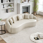 68” Curved Sofa With Lambswool Upholstery And Solid Wood Frame – Perfect For Living Rooms, Offices, And More