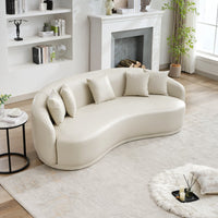 68” Curved Sofa With Lambswool Upholstery And Solid Wood Frame – Perfect For Living Rooms, Offices, And More