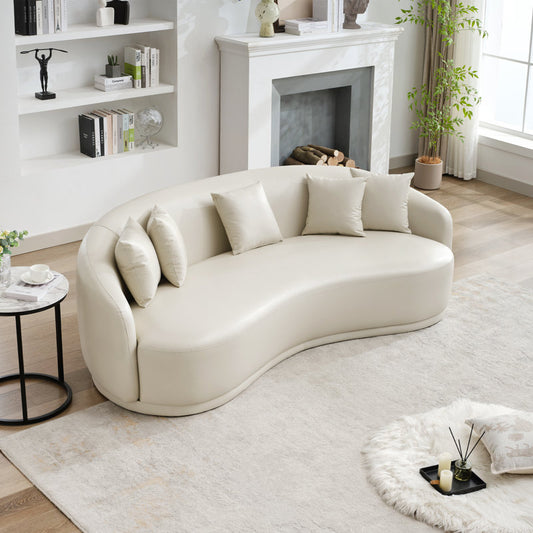 68” Curved Sofa With Lambswool Upholstery And Solid Wood Frame – Perfect For Living Rooms, Offices, And More