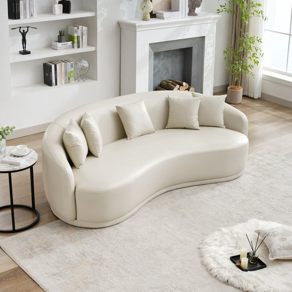 68” Curved Sofa With Lambswool Upholstery And Solid Wood Frame – Perfect For Living Rooms, Offices, And More