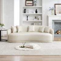 68” Curved Sofa With Lambswool Upholstery And Solid Wood Frame – Perfect For Living Rooms, Offices, And More