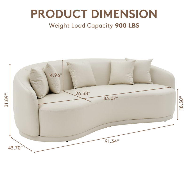 68” Curved Sofa With Lambswool Upholstery And Solid Wood Frame – Perfect For Living Rooms, Offices, And More