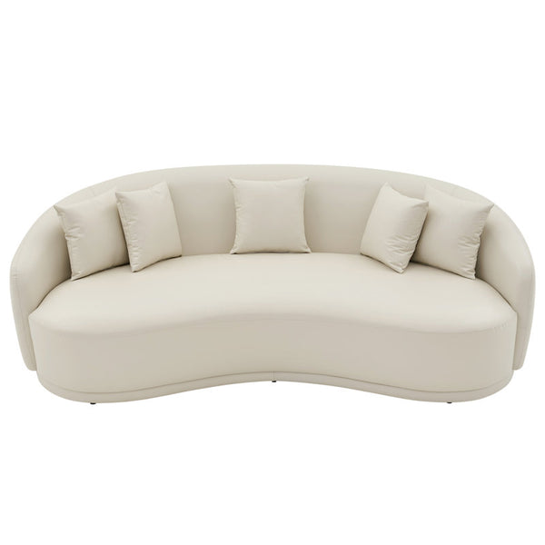68” Curved Sofa With Lambswool Upholstery And Solid Wood Frame – Perfect For Living Rooms, Offices, And More