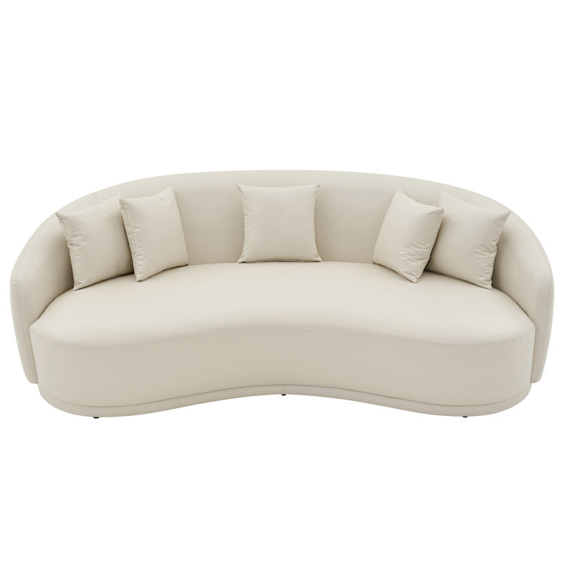 68” Curved Sofa With Lambswool Upholstery And Solid Wood Frame – Perfect For Living Rooms, Offices, And More