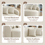 68” Curved Sofa With Lambswool Upholstery And Solid Wood Frame – Perfect For Living Rooms, Offices, And More