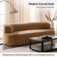95.5"W Modern Curved Boneless Channel Tufted Compressed Sofa