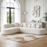 122" Modern Curved Sofa with Right Chaise, Oversized Boneless Sectional Couch with 6 Throw Pillows for Living Room