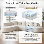 122" Modern Curved Sofa with Right Chaise, Oversized Boneless Sectional Couch with 6 Throw Pillows for Living Room