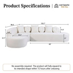 122" Modern Curved Sofa with Right Chaise, Oversized Boneless Sectional Couch with 6 Throw Pillows for Living Room