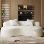 79 Inch Curved Chenille Deep Seat Sofa With Toss Pillows