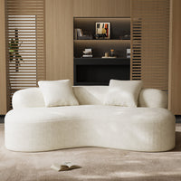 79 Inch Curved Chenille Deep Seat Sofa With Toss Pillows