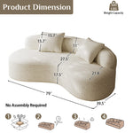 79 Inch Curved Chenille Deep Seat Sofa With Toss Pillows