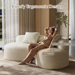 79 Inch Curved Chenille Deep Seat Sofa With Toss Pillows