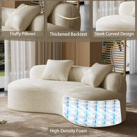79 Inch Curved Chenille Deep Seat Sofa With Toss Pillows