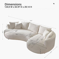 114" Curved Compressed Boucle Sectional Sofa, L-Shaped Cloud Couch with High Resilience Foam, No Assembly Required for Large Spaces